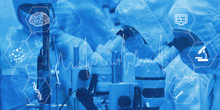 蓝色科技感大气医生图标医疗团队展板背景